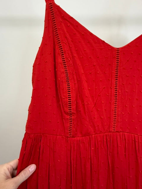 Torrid Ladder Trimmed Red Swiss Dot Maxi Dress Sz1X(14–16) NWT