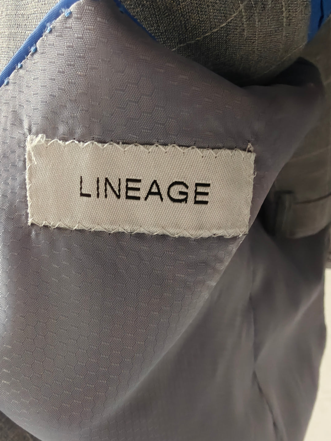 Lineage Men's Gray Windowpane 2 Piece Suit 42R Blazer & Dress Pants Stretch Classic Fit