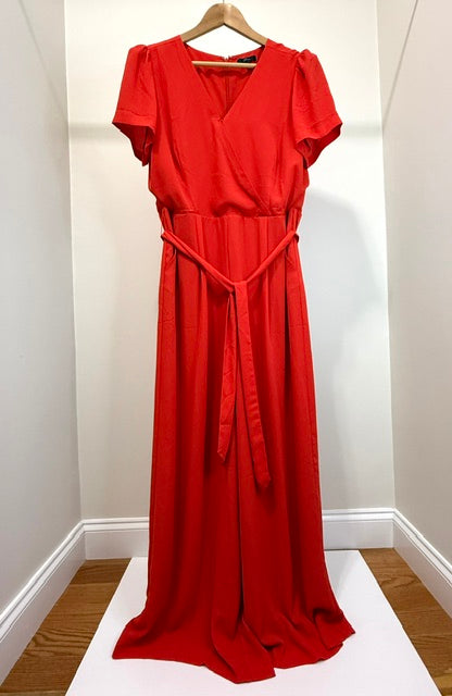 J.Crew Wide‑Leg V‑Neck Red Jumpsuit Sz14 NWOT