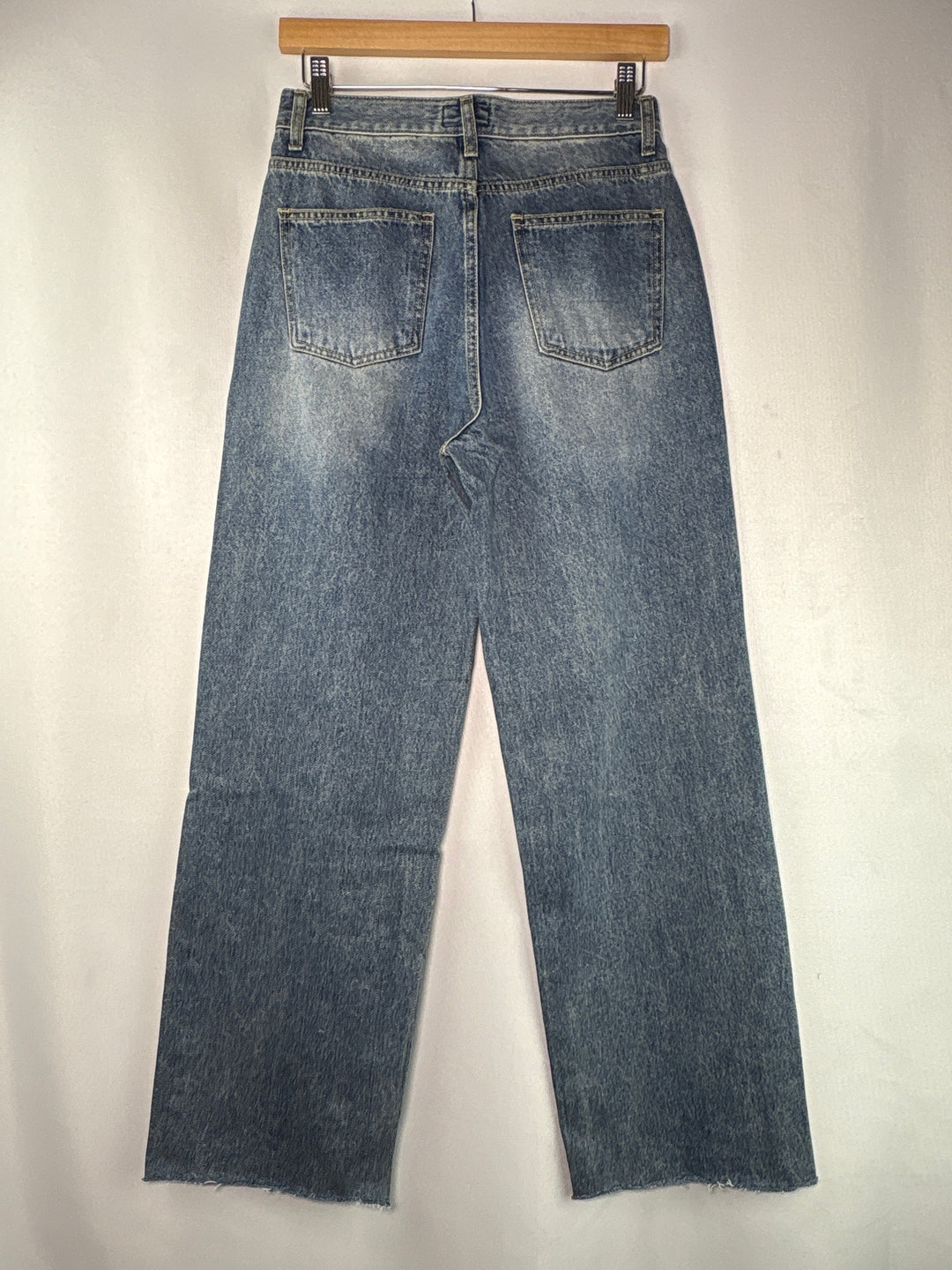 Moia Womens High Waisted Wide Leg Jeans Medium Wash Blue Size Small