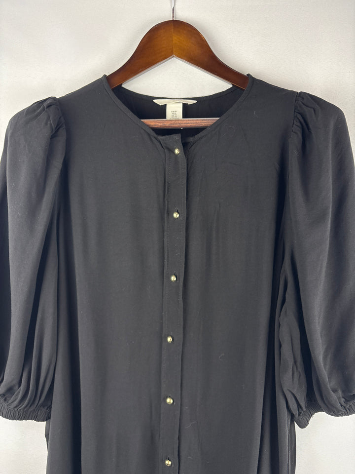 Women’s H&amp;M XL Black Short Sleeve Midi Dress
