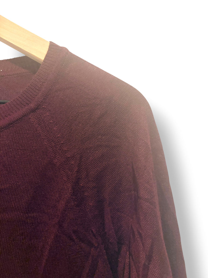 Zara Burgundy Lightweight Knit Sweater Top Size M NWT Quiet Luxury Workwear