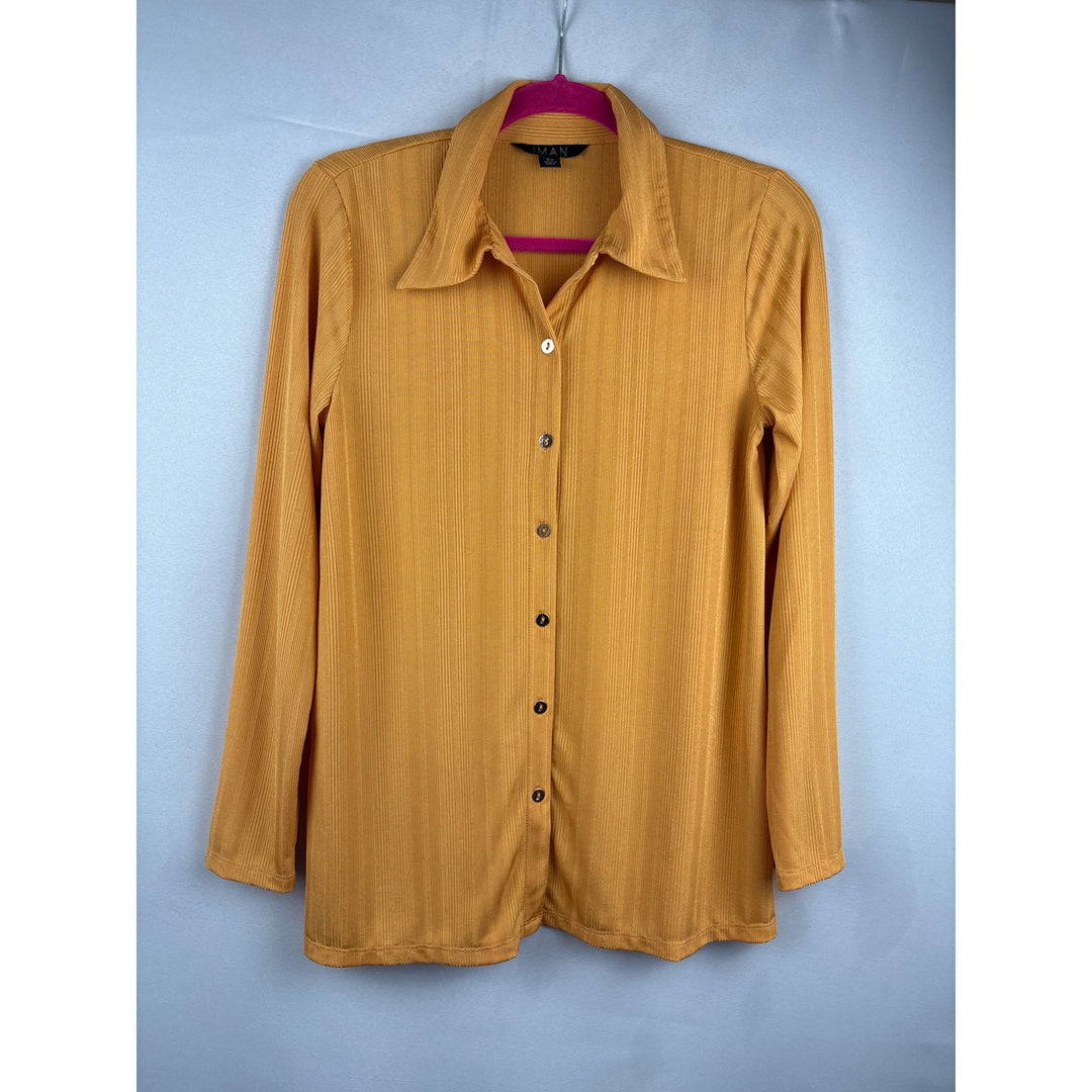 Iman XS Long Sleeve Button-Up Shirt - Mustard Yellow