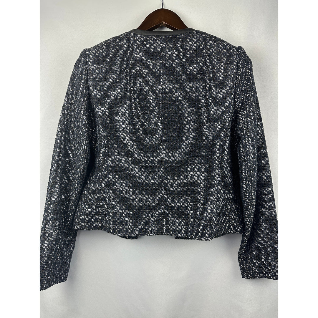Women’s Willi Smith Blue, Black, Silver Tweed Open Blazer size 6