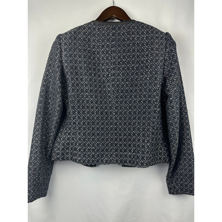 Women’s Willi Smith Blue, Black, Silver Tweed Open Blazer size 6