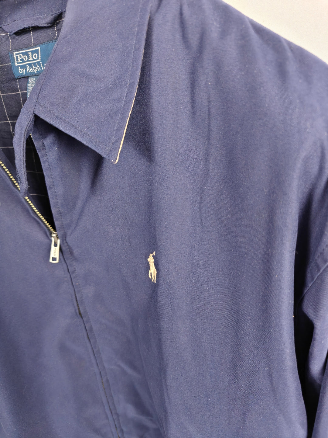 Polo Ralph Lauren Men Harrington Jacket Navy Blue Cotton Blend Size XL