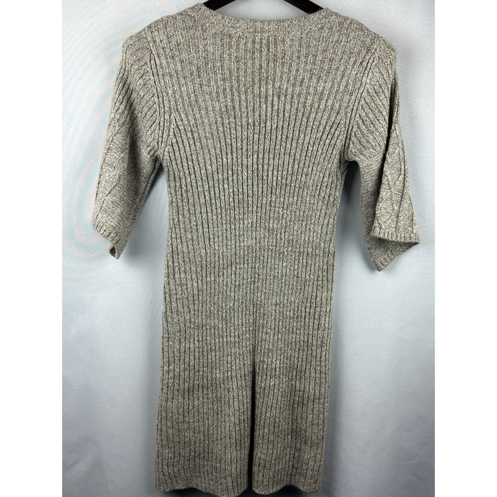 Women’s Pink Rose Oatmeal Sweater Dress, Short Bell Sleeve Size M