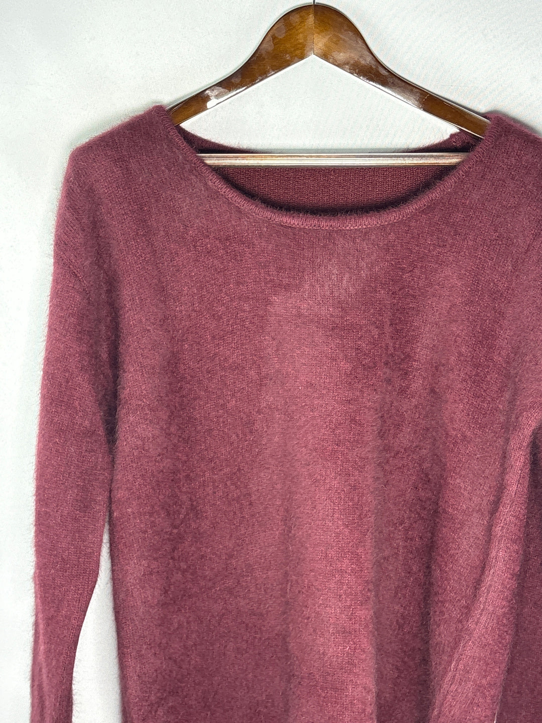 Womens Moia Wine Red Scoop Neck Plush Wool Blend Sweater One Size Fits All