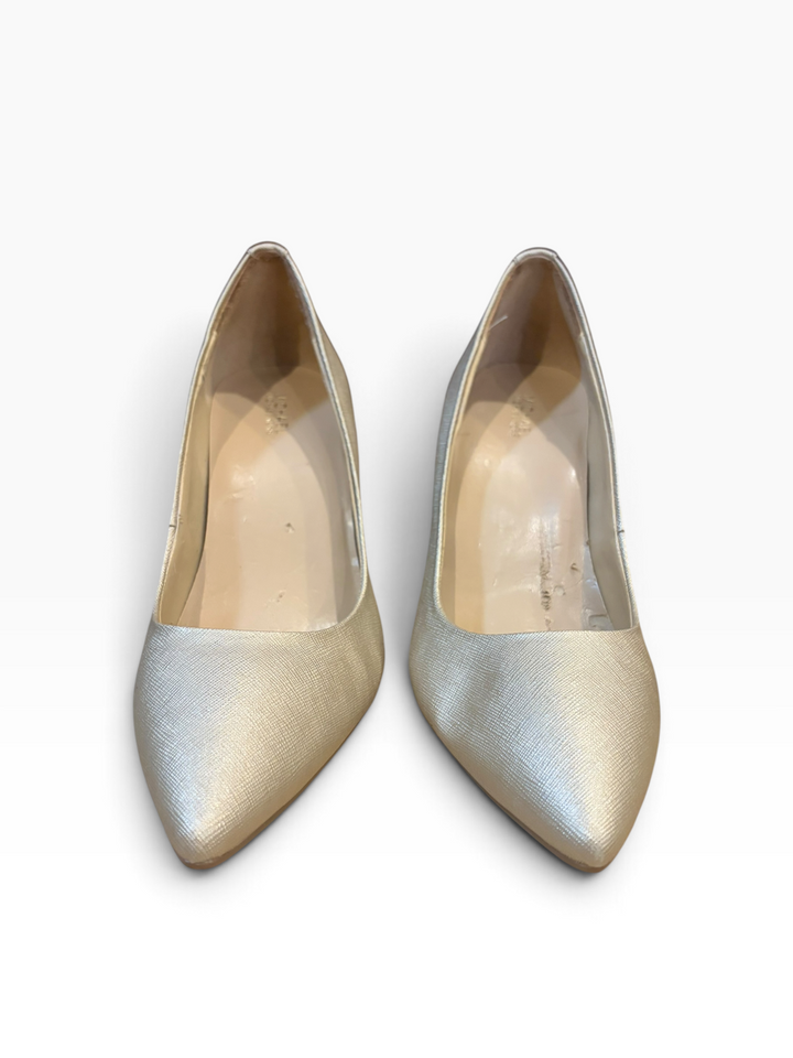 Michael Kors Champagne Gold Pointed Toe Pumps Size 9M Metallic Kitten Heels