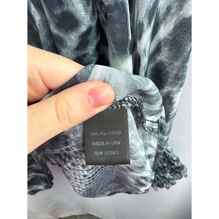 Women’s Baea 2X Grey Animal Print Sheer Blouse