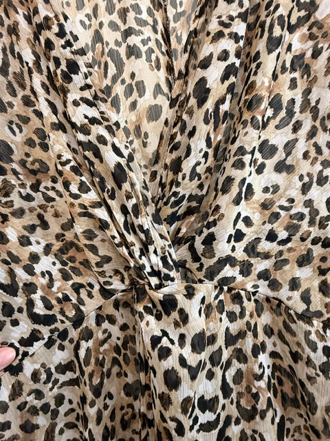 Leopard Print Semi Sheer Swim Cover Up Dress Fits Up to XL