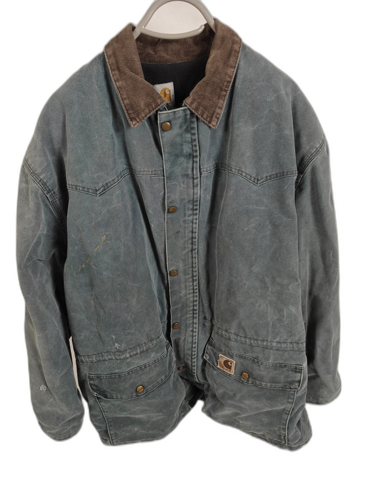 Vintage Carhartt Heavyweight Duck Canvas Work Jacket Faded Blue Gray