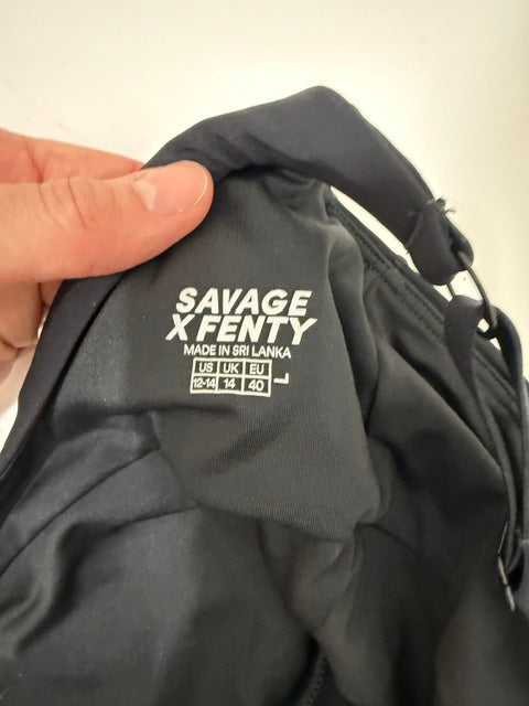 Savage X Fenty Hotline Jumpsuit Black Pink Stripe SzL(12-14)