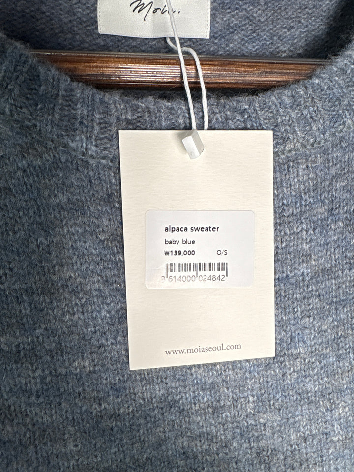 Moia Womens Blue Gray Alpaca Wool Blend Crewneck Sweater One Size
