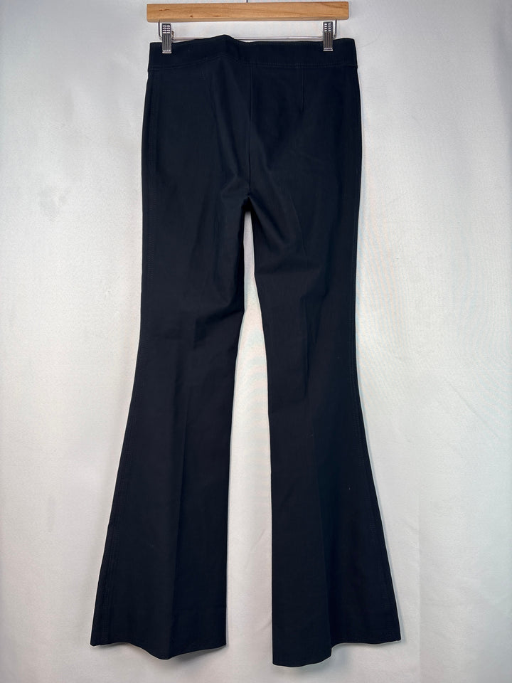 Women Derek Lam 10 Crosby Navy Pleated Pants Size 4 Stretch Gold Buttons