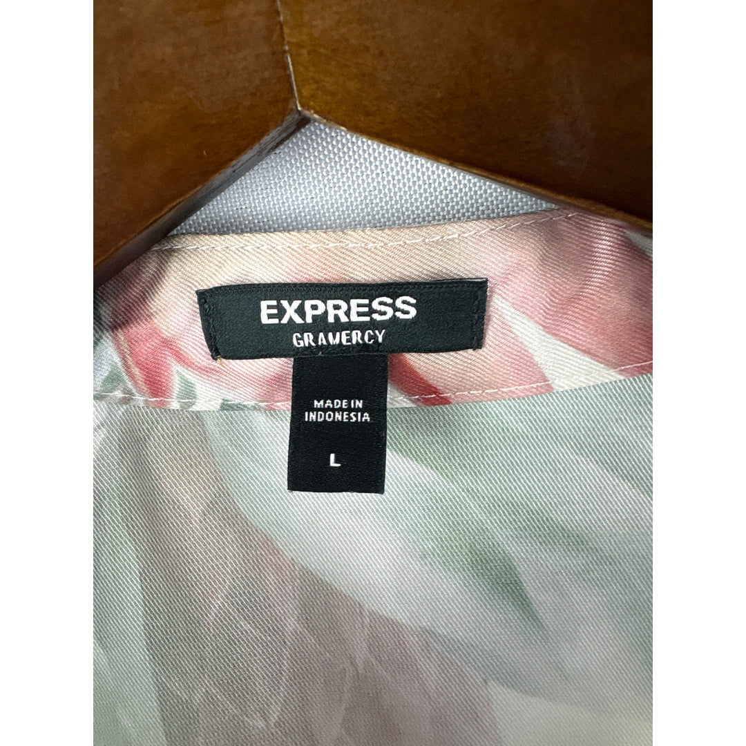 Women’s Express Large White Satin Sleeveless Floral Blouse