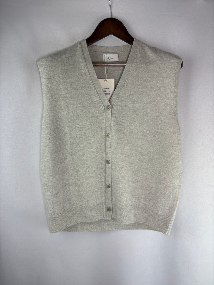 Womens Moia One Size Light Gray Merino Wool Knit Sweater Vest