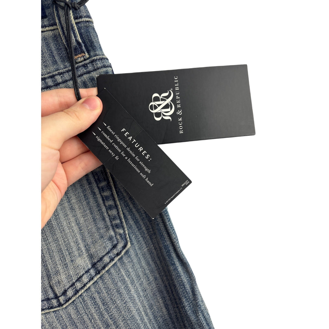 Women’s Rock & Republic Size 8 Light Washed Striped Blue Skinny Jeans