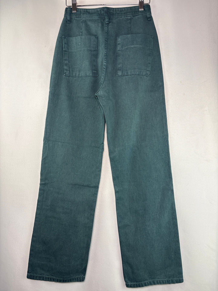 Womens Moia Dark Teal High Waisted Straight Leg Cotton Jeans Size Small