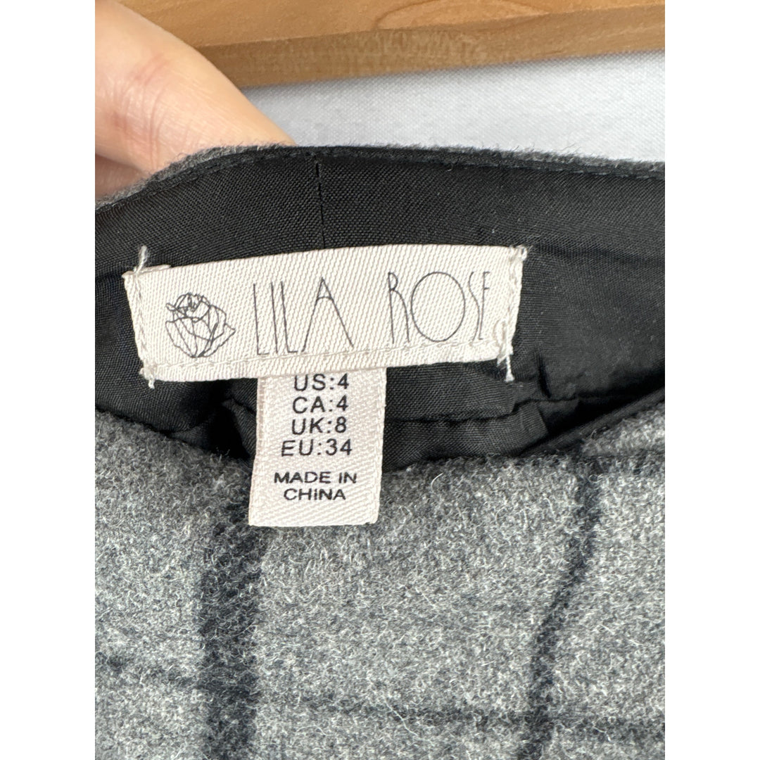Women’s Lila Rose Size 4 Grey Wool Asymmetrical Plaid Skirt