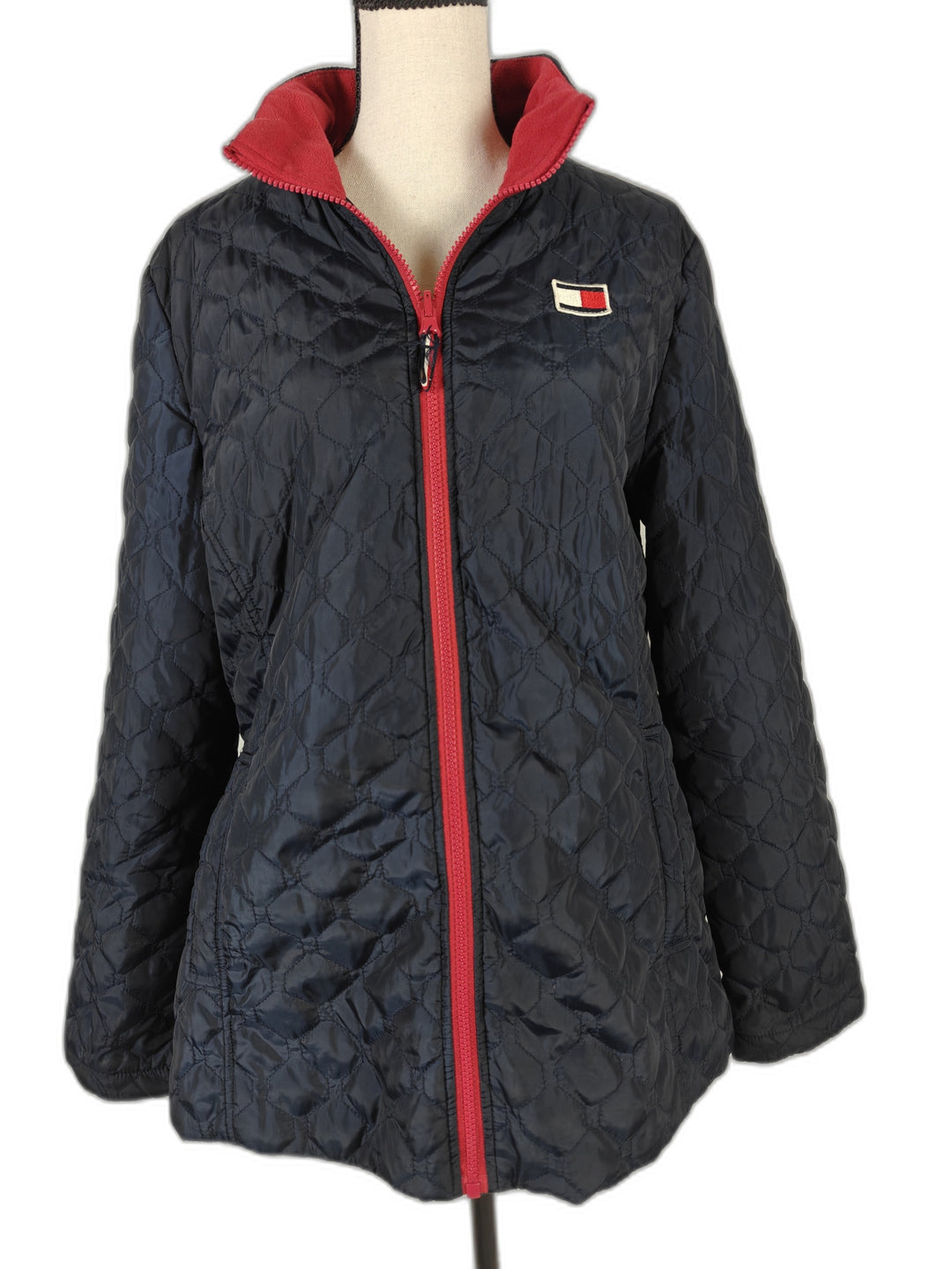 Womens Tommy Hilfiger Quilted Jacket Navy Blue Red Large