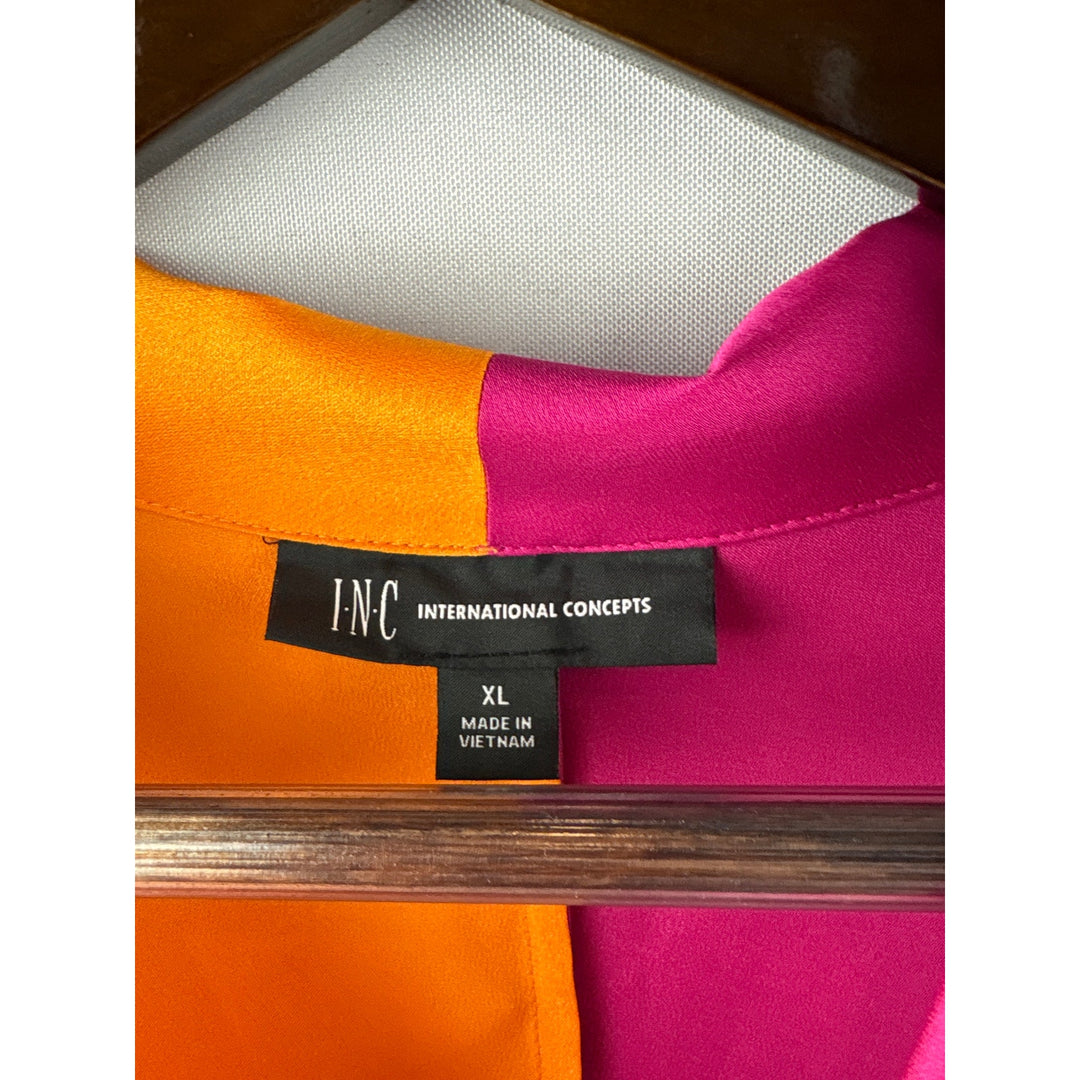 Women’s INC International Concepts XL Pink & Orange Faux Wrap Sleeveless Blouse