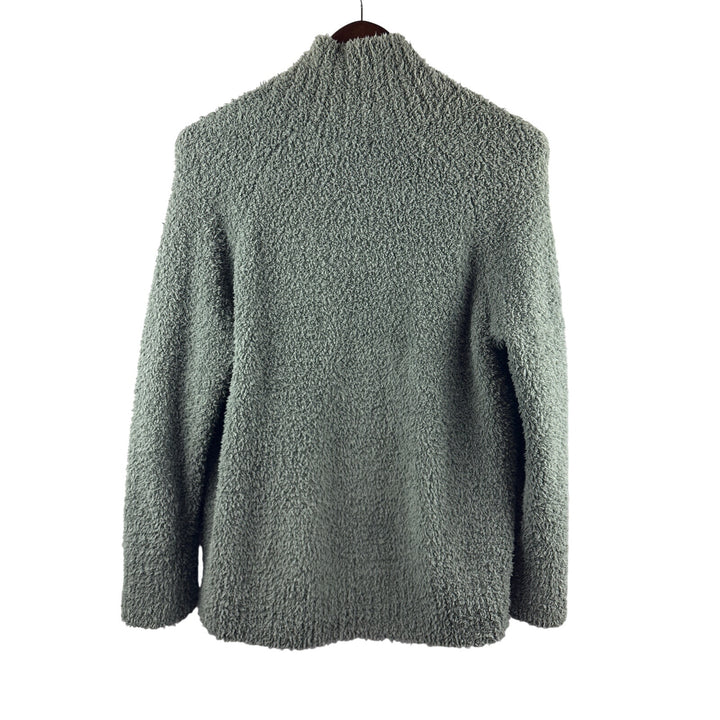 Womens Barefoot Dreams Large Moss Green Buttoned Plush Sweater