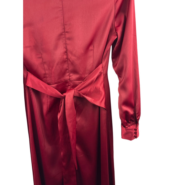 Women’s Nasty Gal Size 6 Ruby Red Satin Long Sleeve Maxi Dress