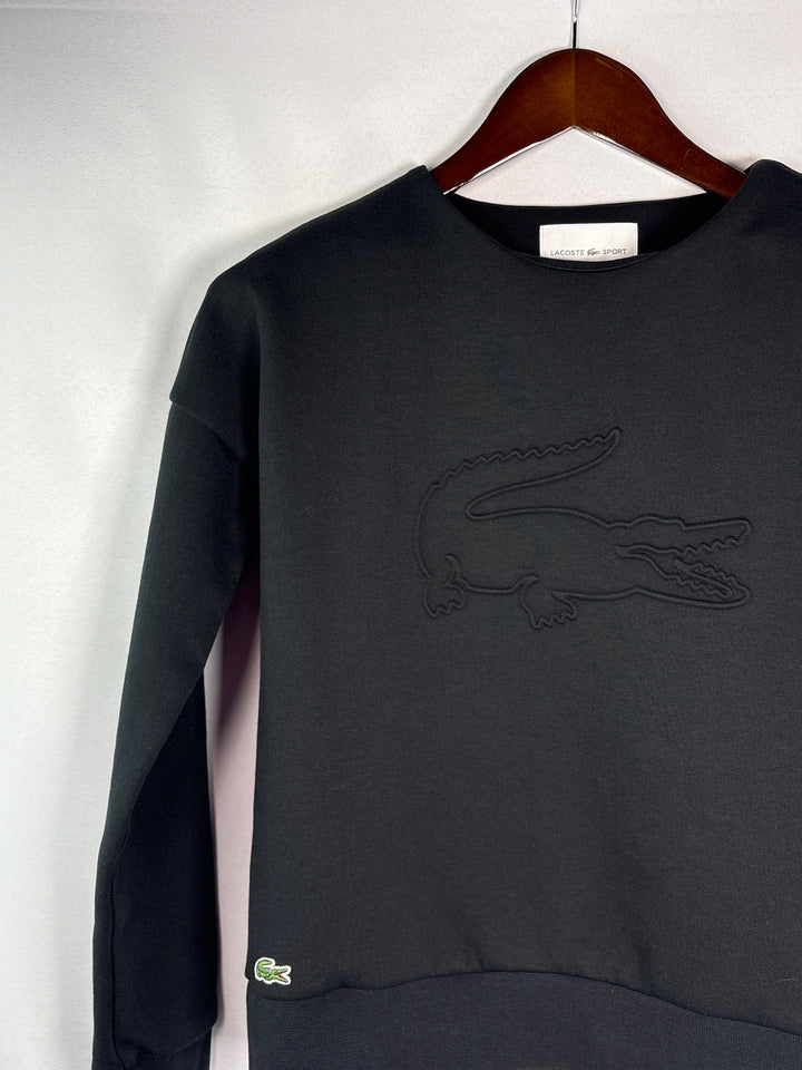 Womens Lacoste Sport Black Logo Crewneck Sweatshirt Size 38