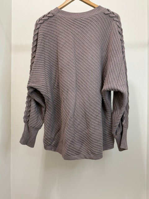 Simply Vera Vera Wang Braided Sleeve Sweater Taupe XL