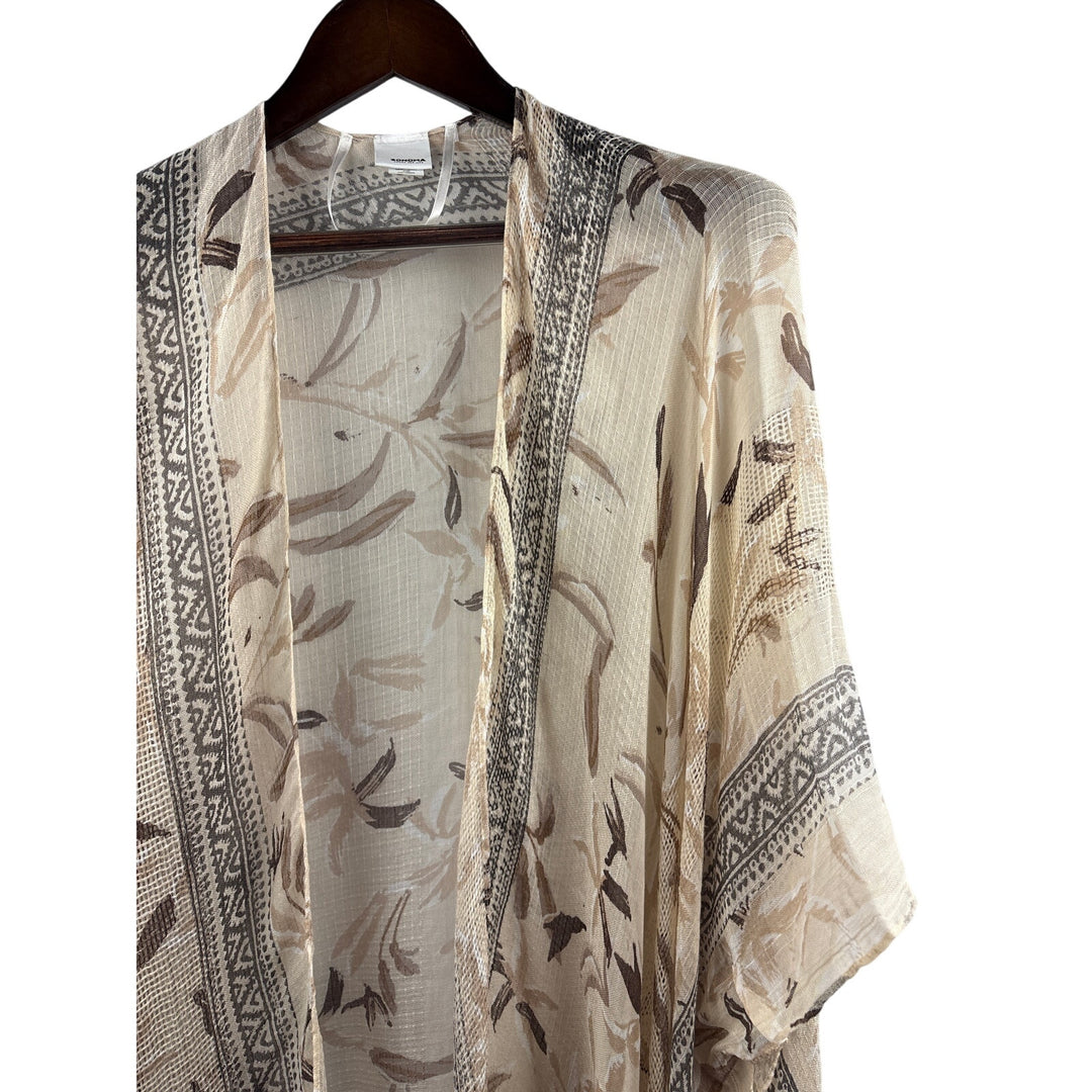 Women’s Sonoma One Size Cream & Brown Floral Patterned Shawl