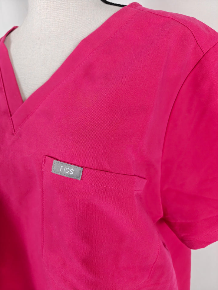 Womens FIGS Catarina Scrub Top Hot Pink Size XL