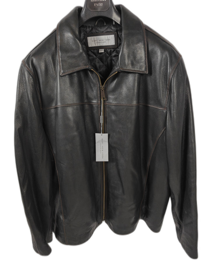Mens Marc New York Leather Jacket Black 4XLT