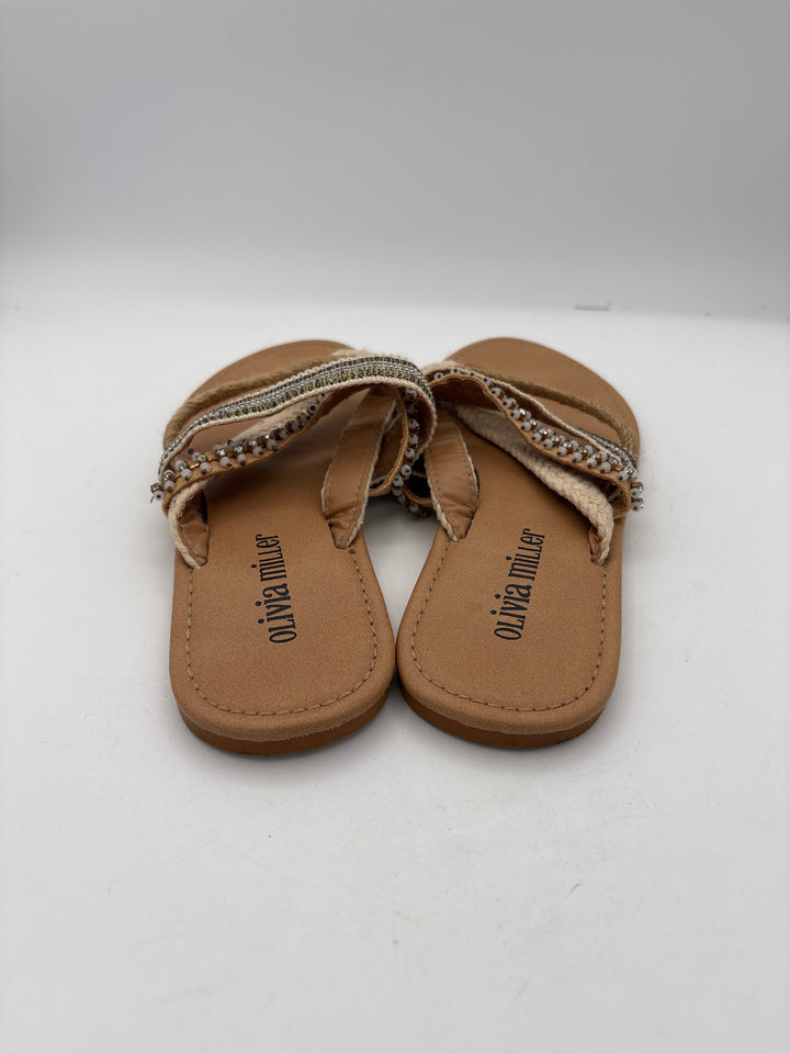 Women’s Olivia Miller Size 6 Tan Strappy Thong Sandals