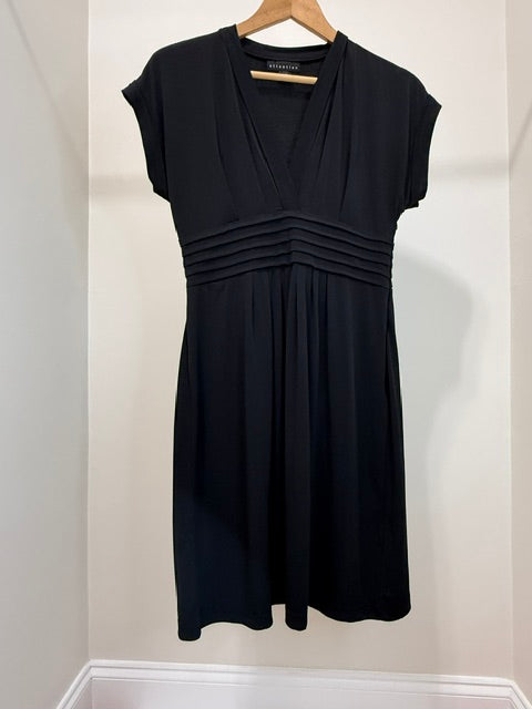 Attention Black V Neck A-Line Dress SzM