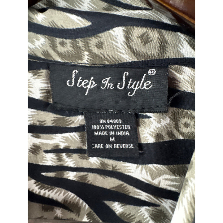 Women’s Step in Style Medium Black & Gray Zebra Striped Dress