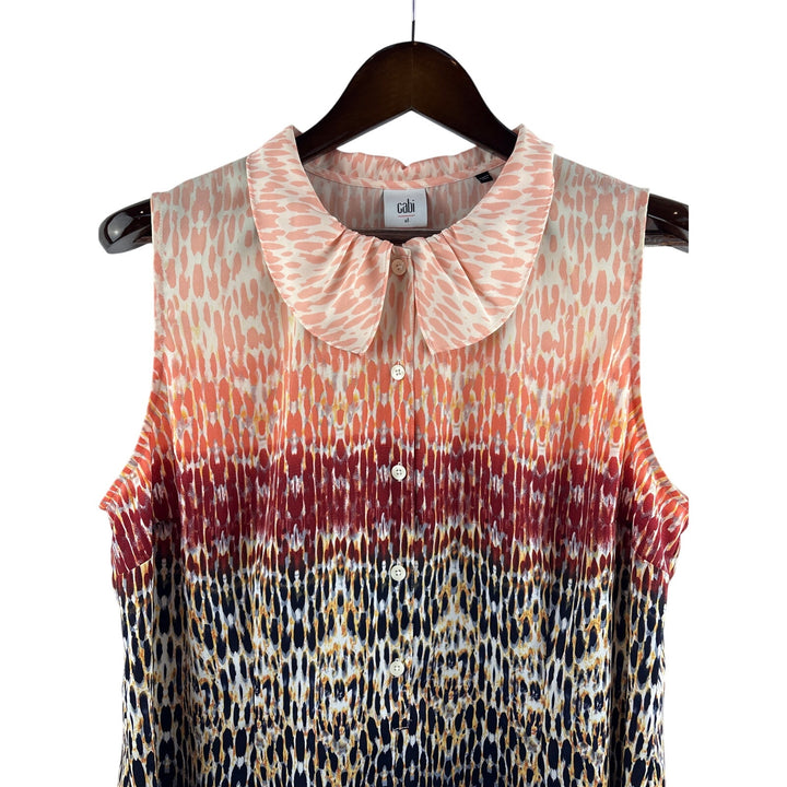 Women’s Cabi XL Multicolored Patterned Sleeveless Button Up Blouse