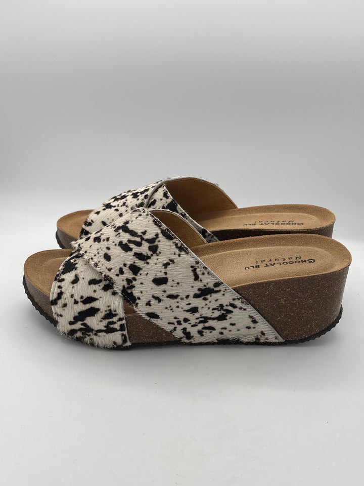 Women’s Chocolat Blu Size 10 Cow Print Wedge Sandals
