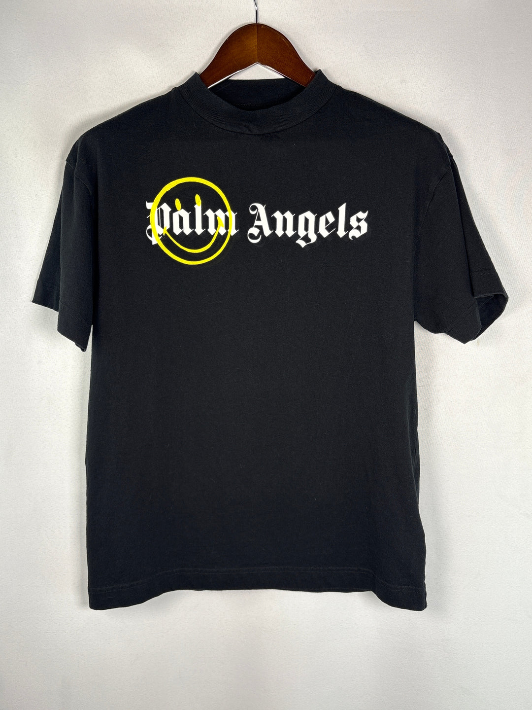 Mens Palm Angels Black Smiley Graphic Cotton T Shirt Size XS