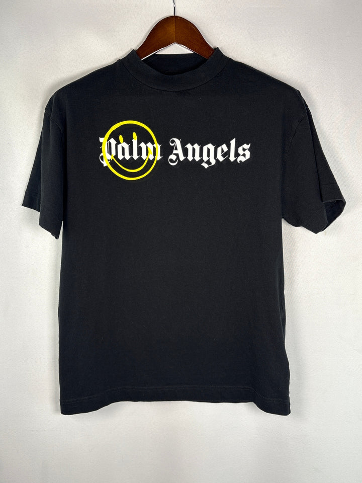 Mens Palm Angels Black Smiley Graphic Cotton T Shirt Size XS