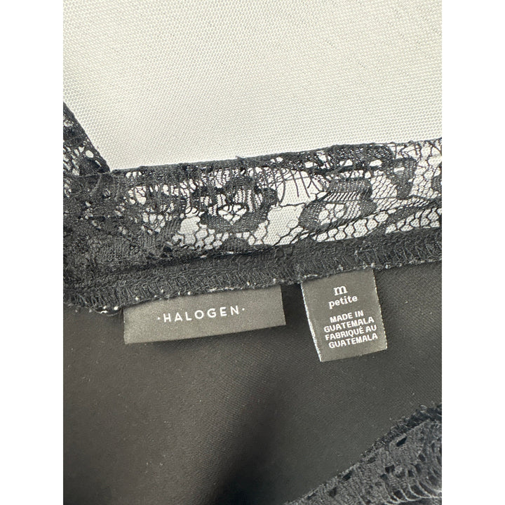 Women’s Halogen Petite Medium Black Satin Cami s/ Lace Details