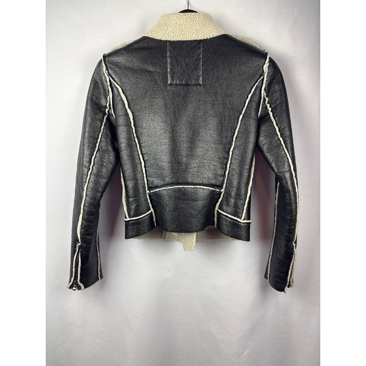 Women’s Vintage Denim & Supply Ralph Lauren Small Black Suede Fur Lined Jacket