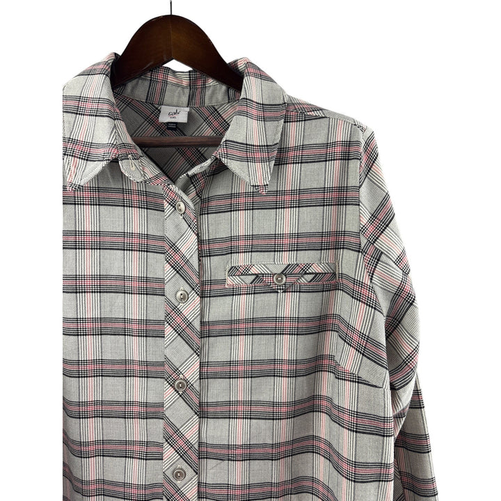Women’s Cabi XXL Cream, Red, & Black Plaid Button Up Shirt