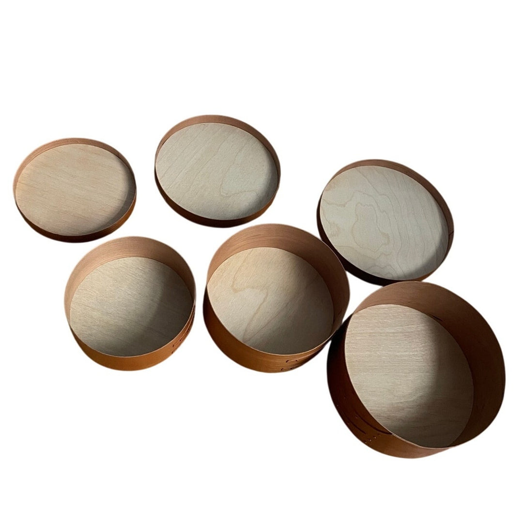 Set of 3 Round Wood Shaker Boxes Decorative Storage Cherry Homestead