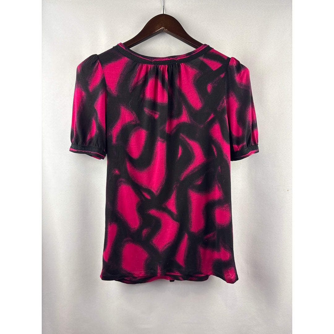 Women’s Michael by Michael Kors Small Pink & Black Short Sleeve Blouse