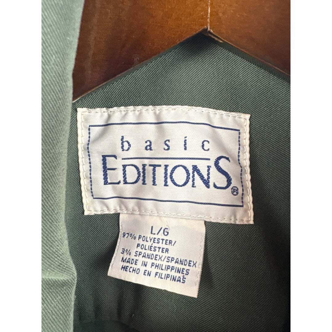 Men’s Basic Editions Large Forest Green Button Up Shirt with Breast Pockets