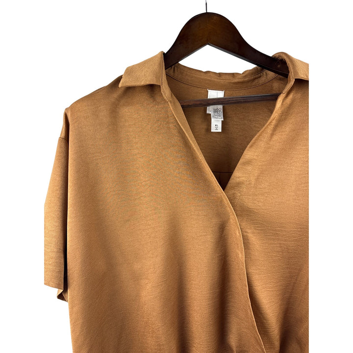 Women’s Wynne Layers XL Chocolate Brown Short Sleeve Blouse