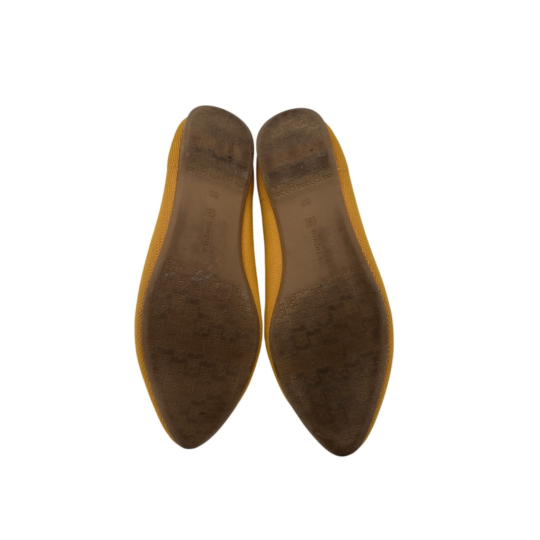 Women’s Birdies Size 8.5 Mustard Yellow Pointed Flats w/ White Accents