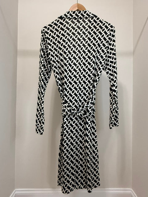 Diane von Furstenberg DVF Silk Geometric Wrap Dress Sz14