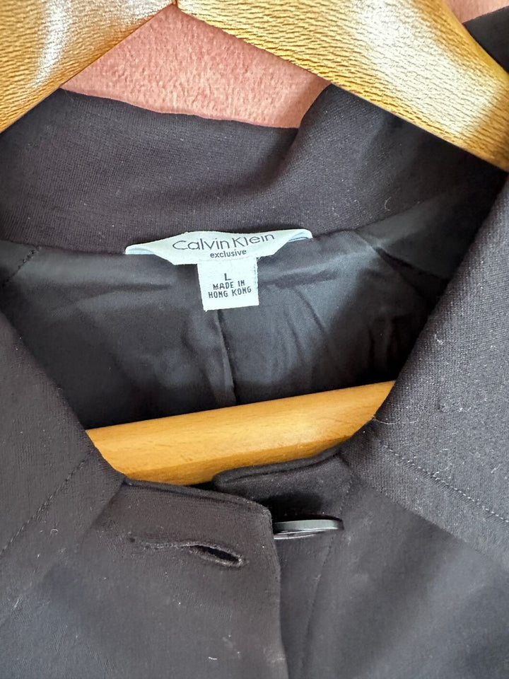 Vintage Calvin Klein Black Cropped Jacket With Three Quarter Sleeves